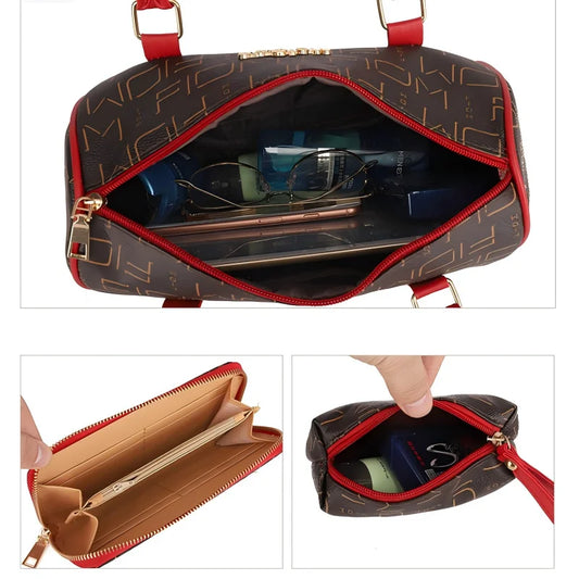 Pahajim 6-Pcs Women Handbag Purse Shoulder Totes Satchel Bags Top-Handle Boston Bag Crossbody Bag Wallet Messenger Set