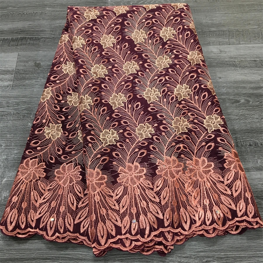 2025 High Quality New African Cotton Lace Fabric in Switzerland Nigerian Swiss Voile Lace Women Dresses Material for Sew