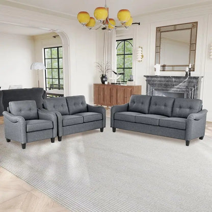 Modern 3-Piece Living Room Sofa Set - Sectional Couch, Loveseat & Accent Chair Furniture for Apartments - Comfortable & Stylish