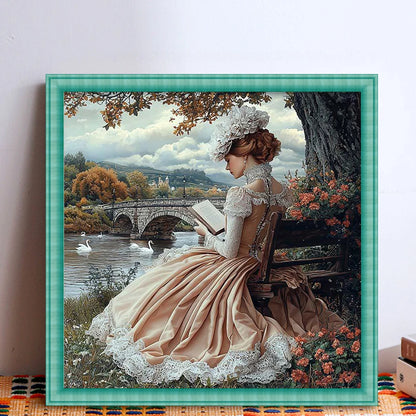 Full Embroidery cotton Thread 11CT Printed Girl Cross Stitch Kit Art 50x50cm