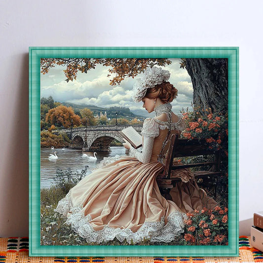 Full Embroidery cotton Thread 11CT Printed Girl Cross Stitch Kit Art 50x50cm