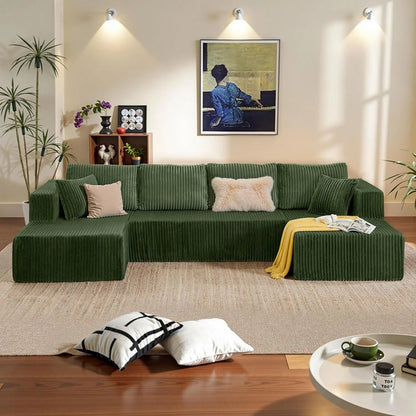 130" U Shaped Boneless Couch, Cloud Boneless Sectional Couches for Living Room, Modular Spineless Sofa Bed with, Customized
