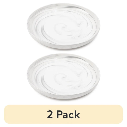 2 Pack Microwave Dishwasher Oven Safe Stoneware Dinner Plates Grey Marble Round Tableware Kitchen Utensils Dining Set