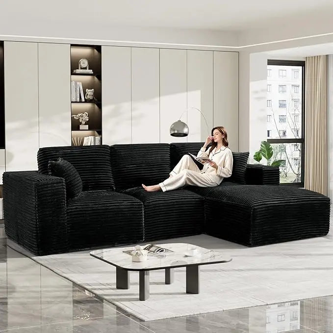 108" Comfy L Shaped Sectional Couches, Modular Sectional Sofa Boneless Cloud Couch for Living Room, Modern Deep Seat Cozy