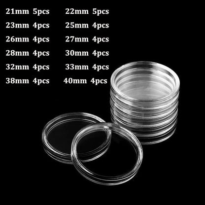 21/23/25/30/32/38/40/45mm Coinning Capsules Storage Box Clear Plastic Coinning Cases Holders Protector Coinning Capsules Storage