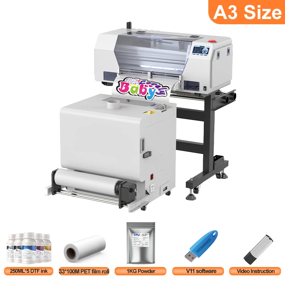 EU/US Stock A3 DTF Printer Printer Impresora XP600 DTF Printer Transfer Printer Direct to Film Printing T-Shirt Printer Machine