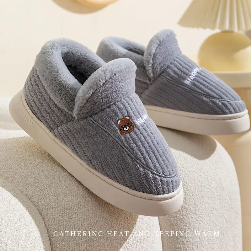 Cotton slippers for women in winter 2023, new couple's indoor home insulation, anti slip plush bag, cotton shoes for women, plus