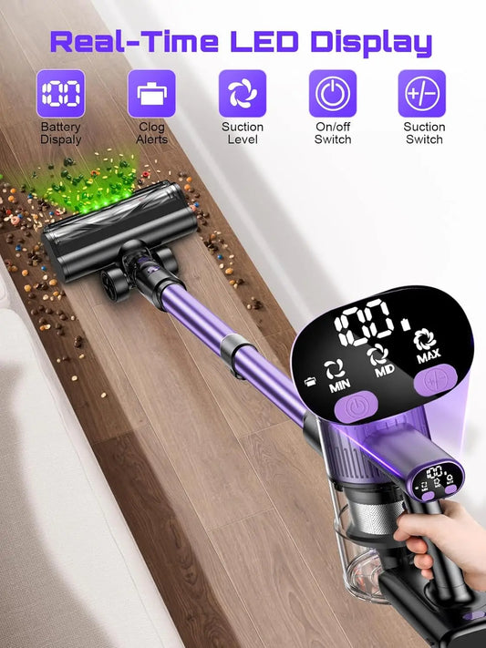 Cordless Handheld Vacuum Cleaner,40KPA,Touch Screen,Smart Dust Sensor,Auto Speed Control for Home Bed/Carpet/Pet Hair/Hard Floor