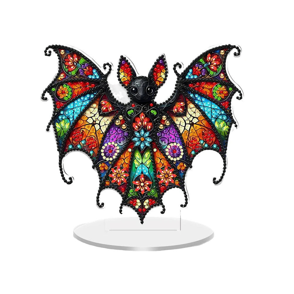 2D Flat Halloween DIY Desktop Diamond Art Kits Single Drill Diamond Painting Desktop Ornaments Kit for Home Office Desktop Decor