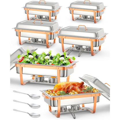 4 6 Packs Chafing Dishes for Buffet Stainless Steel Chafers and Buffet Warmers Sets, Rectangle Catering Food Warmers for Kitchen