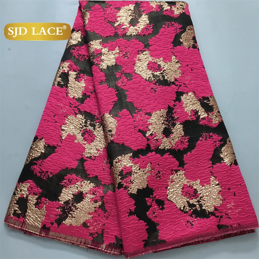 SJD LACE Nigerian Brocade Lace Fabric 2025 High Quality French Gilded Jacquard Lace Damask Dress For Women Wedding Party Sew4096