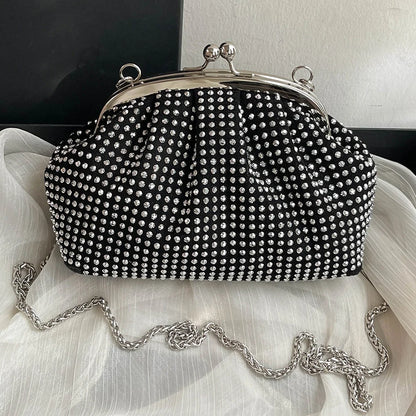 Women Evening Clutch Bag Fashion Rhinestones Evening Bags Stylish Crossbody Bag Sparkly Top Handle Purse Wedding Party Bag