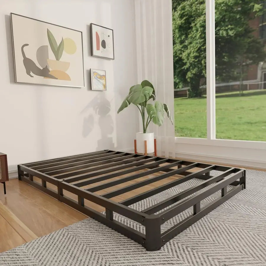 Box Spring 4 Inch Low Profile Box Spring Twin, Heavy Duty Mattress Foundation Metal Bed Base with Fabric Cover, Noise Free, Easy