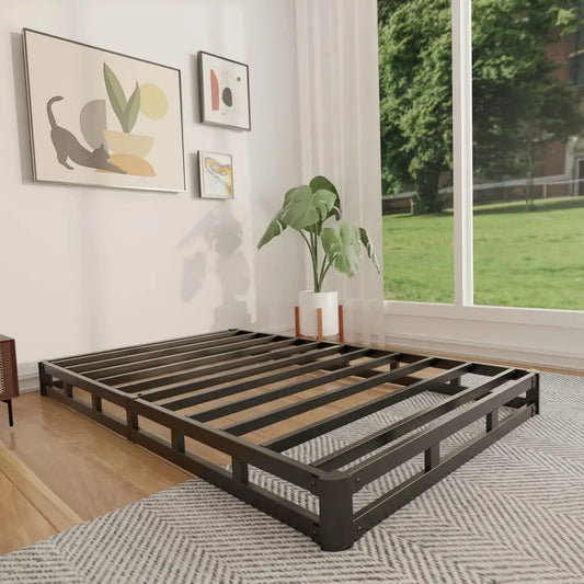 Box Spring 4 Inch Low Profile Box Spring Twin, Heavy Duty Mattress Foundation Metal Bed Base with Fabric Cover, Noise Free, Easy