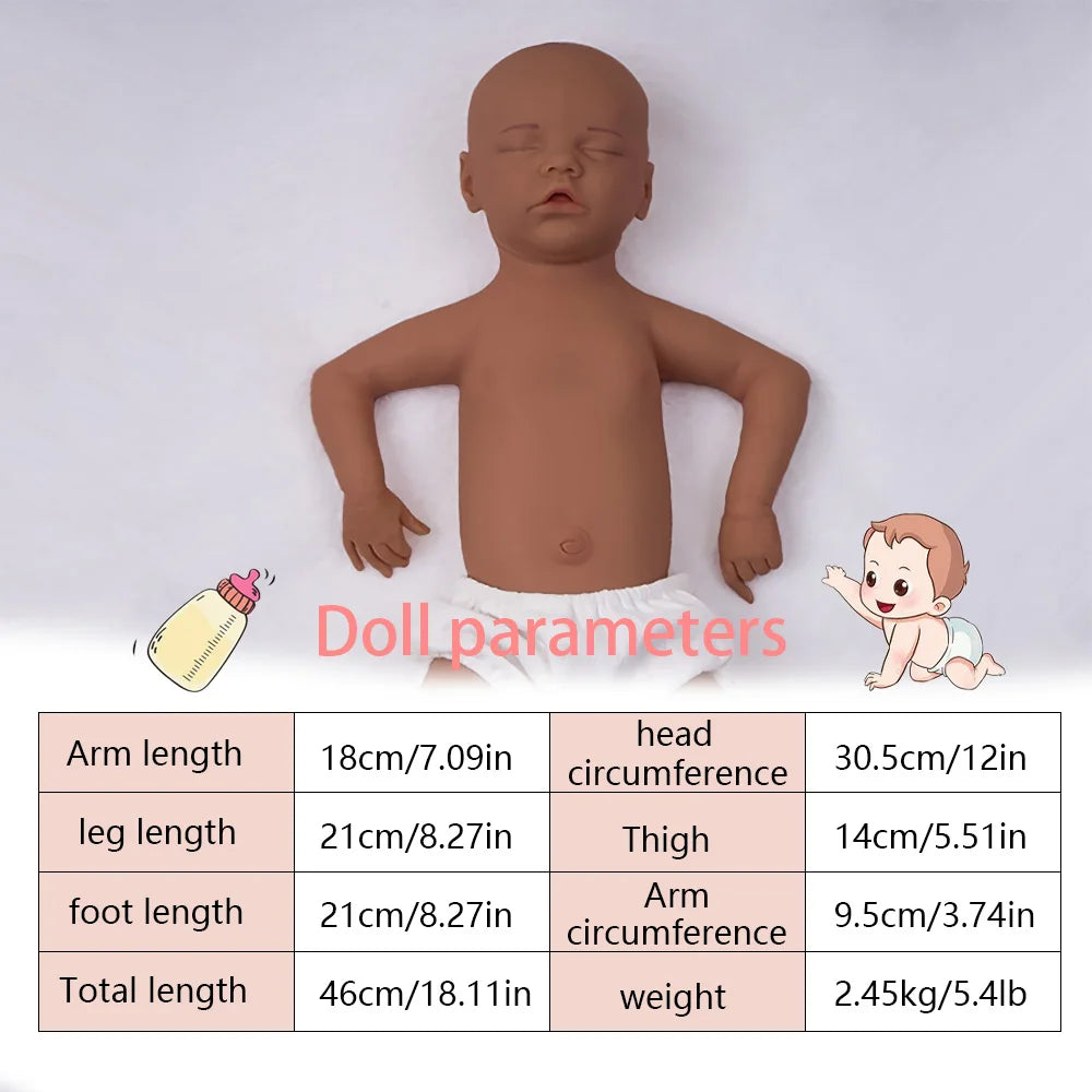 18.11 inch 2.8kg full body soft silicone baby girl reincarnation doll with real touch and mouth opening capability