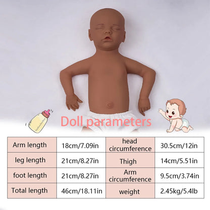 18.11 inch 2.8kg full body soft silicone baby girl reincarnation doll with real touch and mouth opening capability
