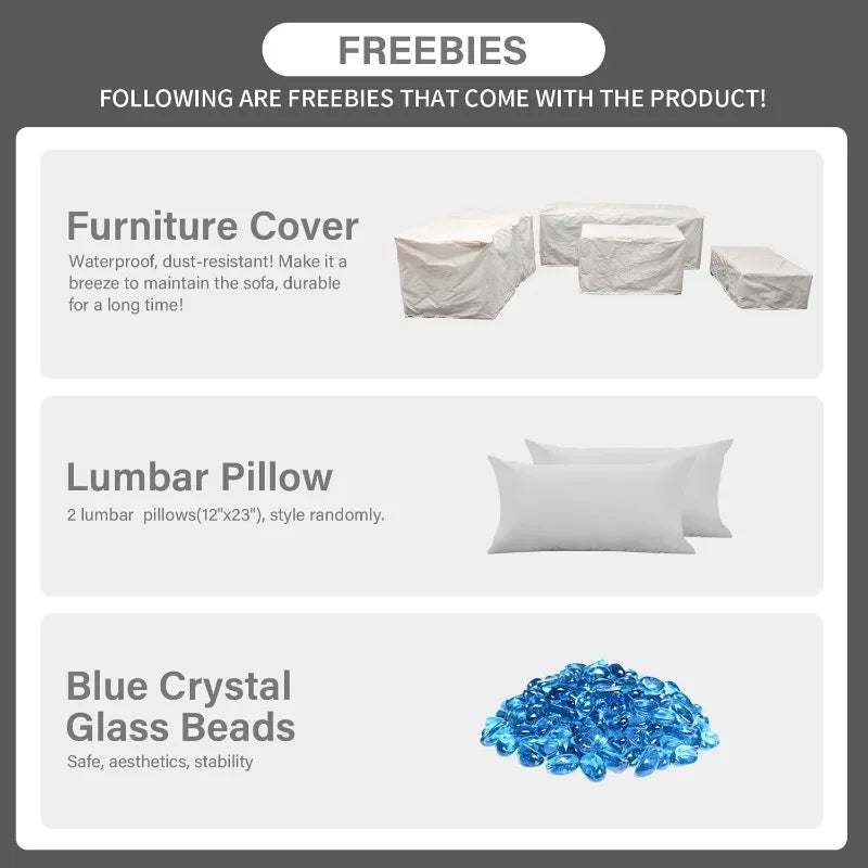 6-Piece Light Gray Patio Set with 45" Table and 60,000 BTU Propane Fire Pit