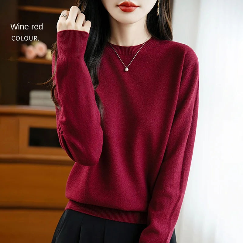 Women 22 colors weater O-neck Autumn Winter Basic 100% Andy velvet Warm Casual Pulls Jumpers Korean FashionSpring Knitwear 2025
