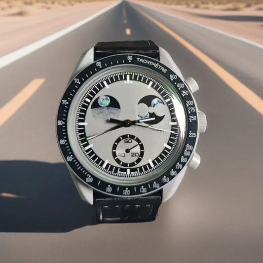 Stylish 2025 Moon Landing Commemorative Watch - Six-Hand Quartz Chronograph for Space Enthusiasts