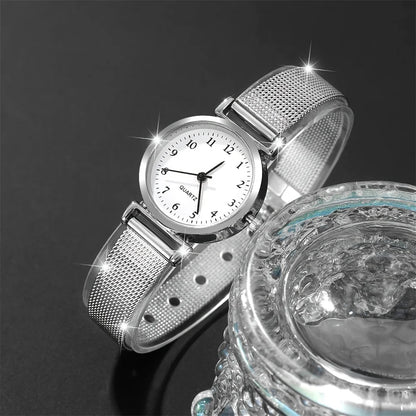 Women Fashion Watch Casual Bracelet Watches Set Ladies Simple Dial Quartz Wristwatches Dress Clock Montre Femme