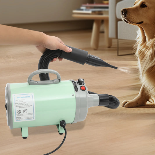 2200W Pet Hair Dryer, Adjustable Design Wind Speed, Electric Dog Cat Hair Dryer, Pet Drying Machine with 4 Nozzles