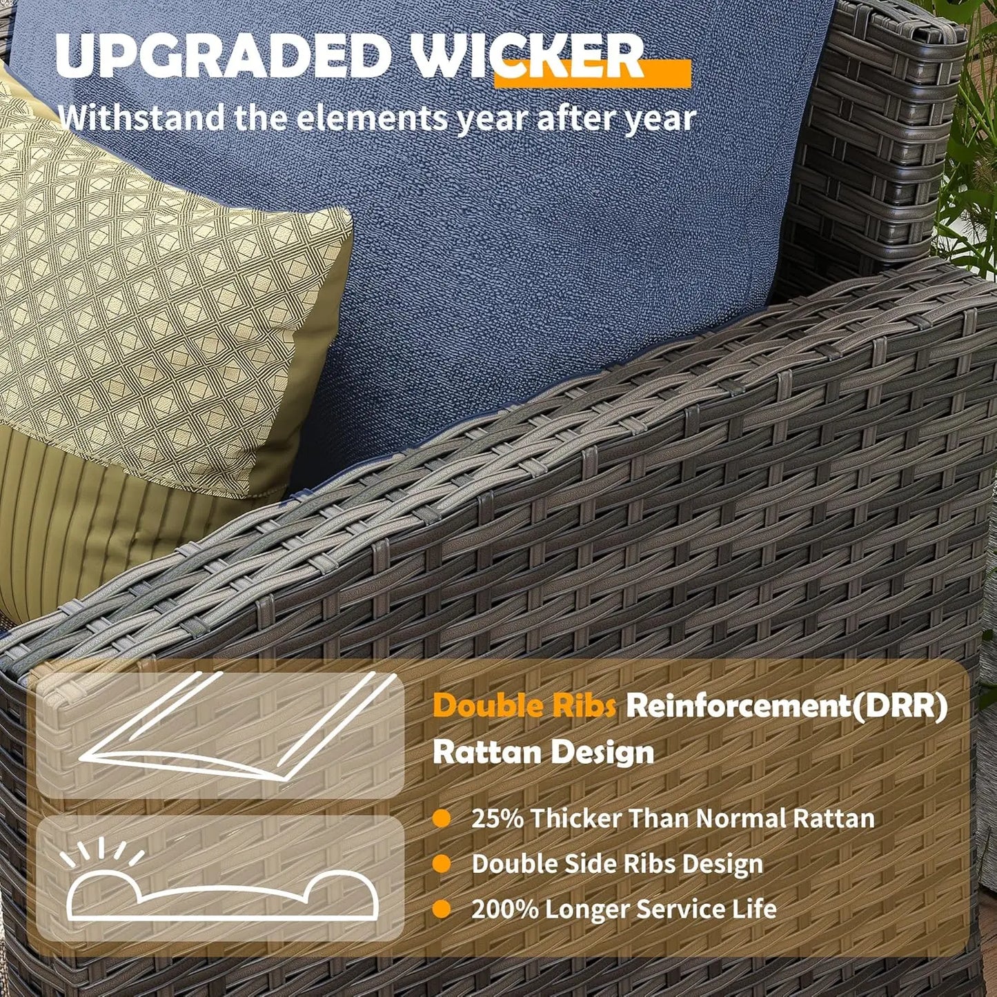 6pc Gray PE Rattan Sectional Sofa Set Swivel Chair & Side Table 4" Cushions Patio Garden, Customized