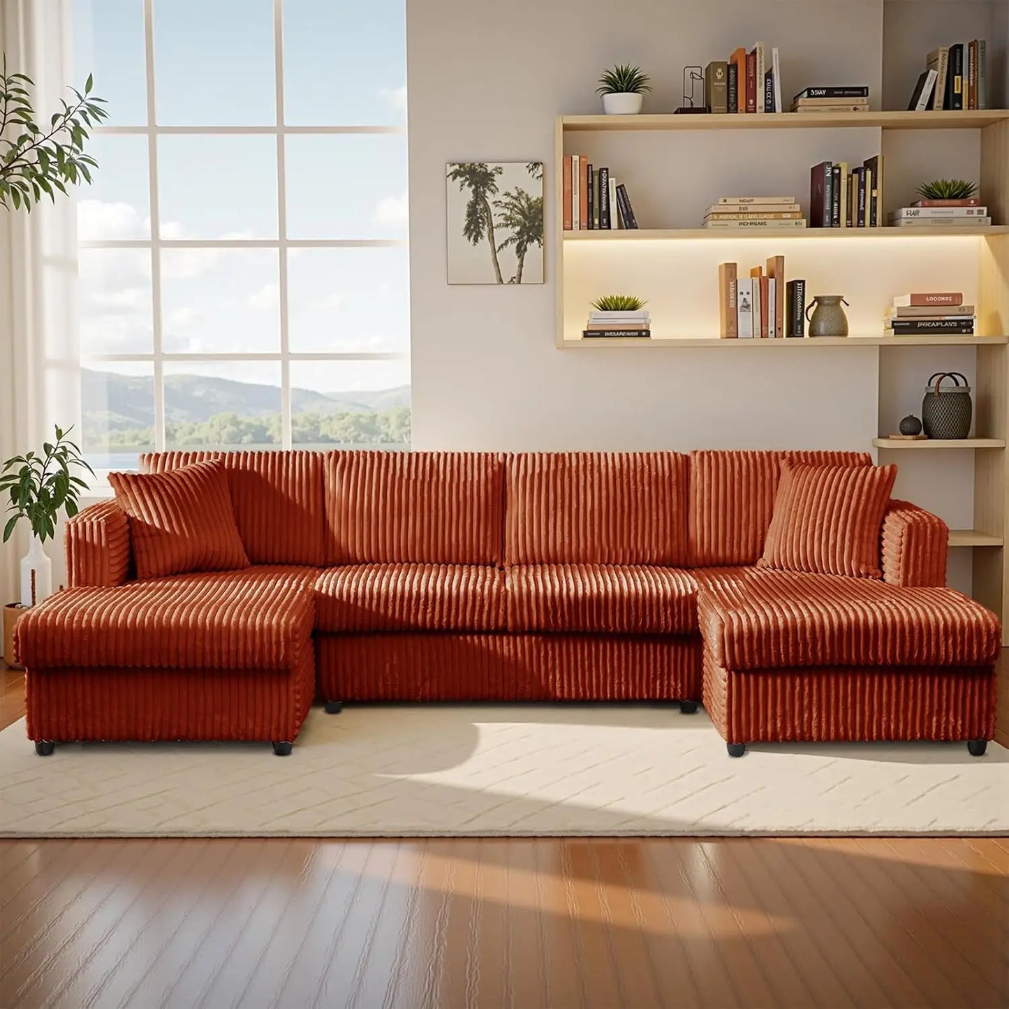 123" U-Shaped Sectional Sofa: Two L-Shape Chaise | 2 Cloud Couch Sectional with Two Pillows | Couches for Living Room,Customized