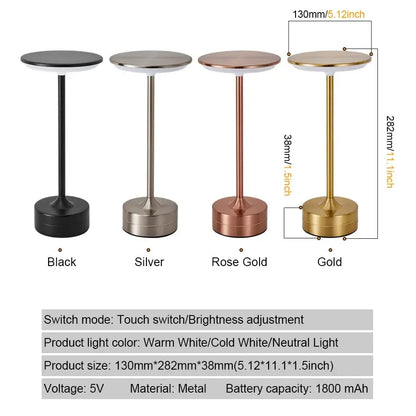 LED Table Lamp Touch Sensor Desktop Night Light USB Rechargeabl Portable Bedroom  Reading Lamps Decor Light