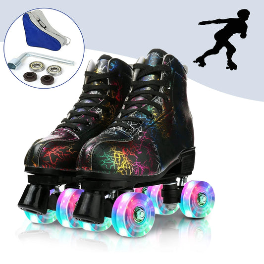 2025 Flashing Quad Roller Skates Adult Flashing 4 Wheels Skates For Women Men Outdoor Sports ice Skating Rink Quad Sneakers