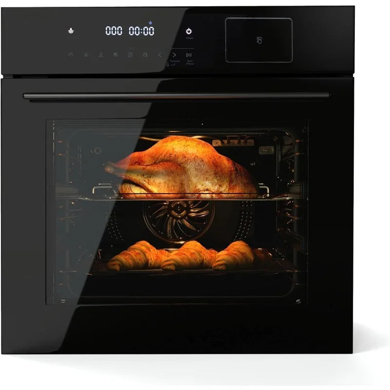 Single Wall Oven 24" Built-In Electric Ovens with 8 Baking Modes, 108 Automatic Recipes, 2.5 Cu. Ft Convection Wall Oven