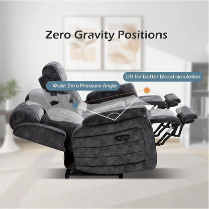 Zero Gravity Power Reclining Sofa with Adjustable Headrest, Electric Reclining Couch with Wireless Charge, USB, Customized