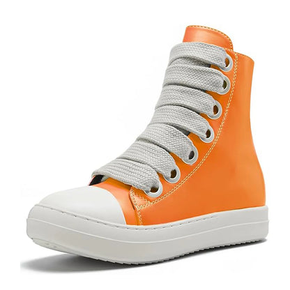 High top flat bottom casual personality fashion coarse shoelaces women's casual shoes daily college women's shoes