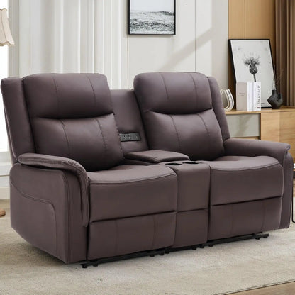 Loveseat Recliner Sofa, Reclining Loveseat Couch, Reclining Couch with Console, USB Port, US Outlets, and Cup, Customized