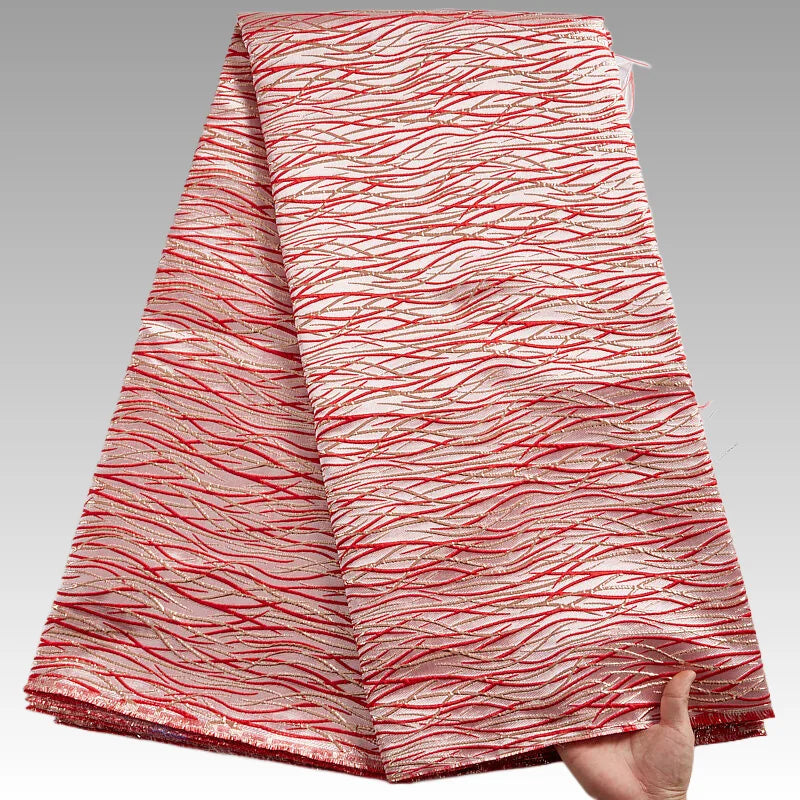 Luxury African Damask Jacquard Lace Fabric 2025 High Quality 5 Yards Nigerian Brocade Lace Fabric for Women Sewing Dress Party