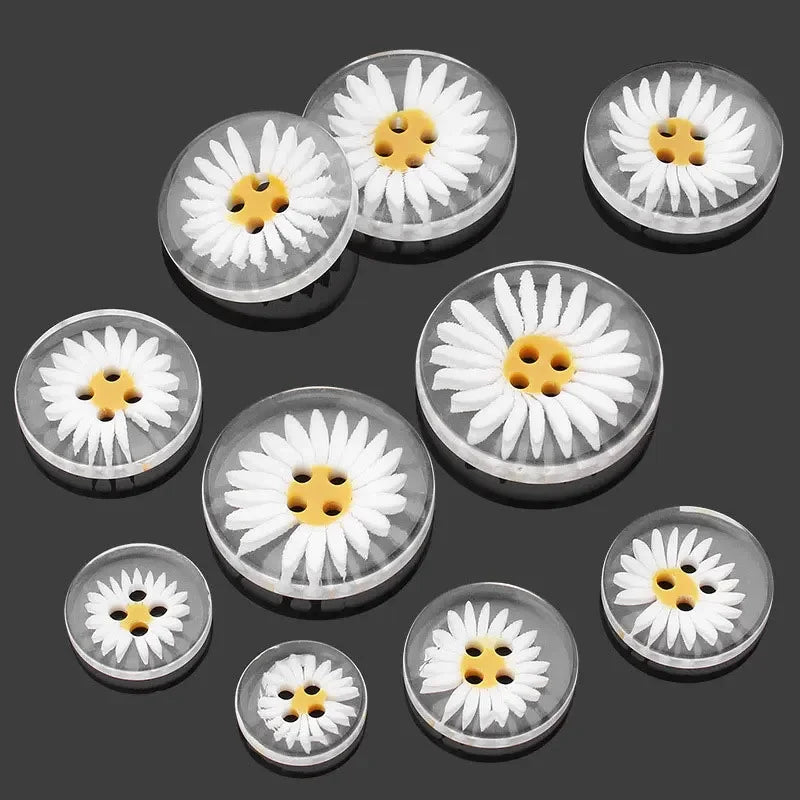 20Pcs Resin Buttons Daisy Hand Sewing Buttons Craft Buttons for Sewing DIY Crafts Clothes 11.5-30MM