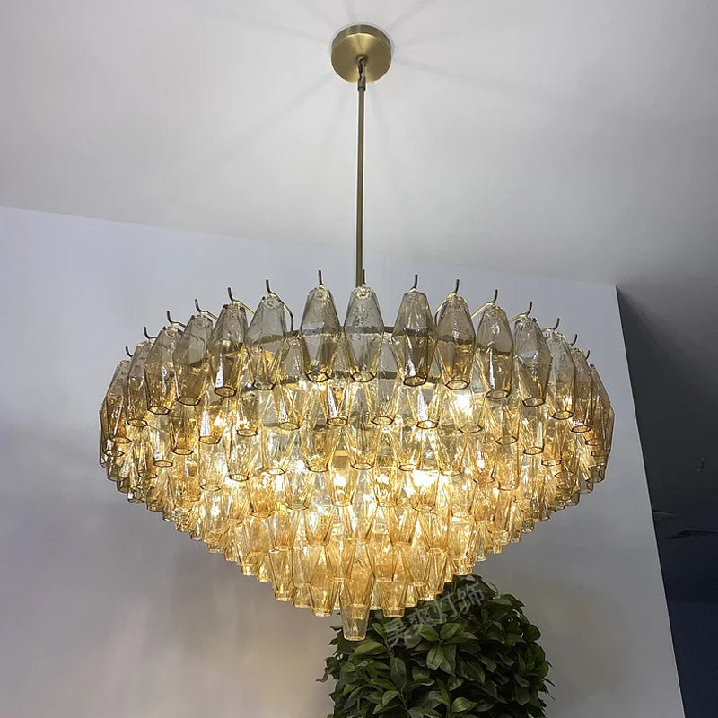Luxury American Glass Chandelier Ceiling Light Modern Chandeliers for Living Room Pendant Lights Lustre Salon Dining Table Set
