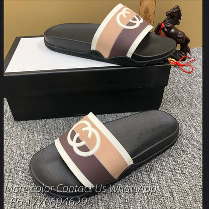 Designer Sandal Women Men Rubber Leather Slide Sandal Dress Shoe Wedges Sandal Beach Slippers Luxury Summer Platform