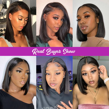 Straight Bob Glueless Wig Human Hair Brazilian Pre cut Lace Wigs 13x6 Lace Frontal Wigs For Women 13x4 HD Lace Short Bob Wigs