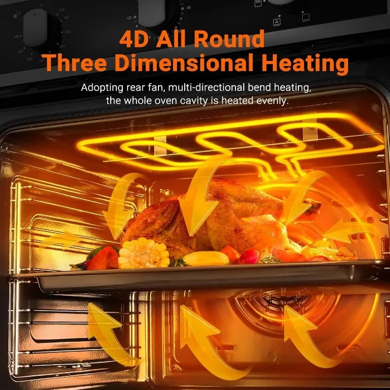 AAOBOSI Wall Oven, 24-inch Single Wall Oven, 2.5 cu. ft. Built-in Convection Electric Oven, Mechanical Knob Control Timer
