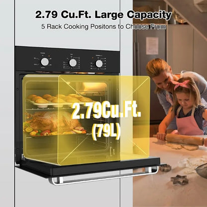 24 Inch Single Wall Oven, 2.79 Cu. Ft. Built-in Electric Wall Oven with 5 Cooking Functions