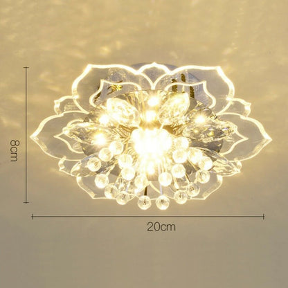 Modern 9W LED Crystal Chandelier Pendant Flower Shape Lamp Interior Hallway Bedroom Decoration Lighting Lights