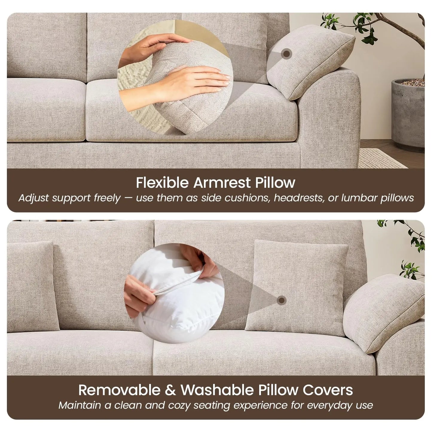 89.8" Modern Loveseat Sofa for Living Room, Cloud Boneless Couches with 4 Pillows, Mid Century Loveseat couches for, Customized