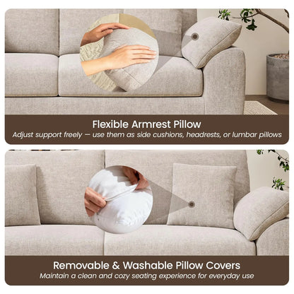 89.8" Modern Loveseat Sofa for Living Room, Cloud Boneless Couches with 4 Pillows, Mid Century Loveseat couches for, Customized