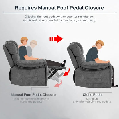 The New-Recliner Chair Modern Ergonomic Lounge Single Sofa Seat Living Room Gravity Recliners Foam Filling 2 Cup Holders & Side