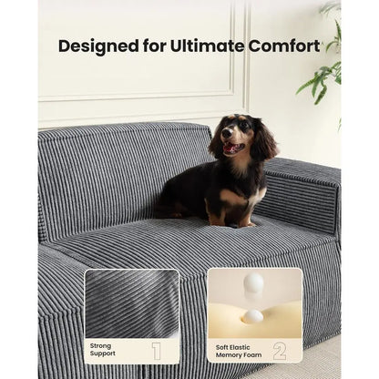 110" Cloud Sectional Couch with L-Shape Chaise&Movable Ottoman,Modern Modular Sofa with Deep Seat, Boneless Sofa-Customized