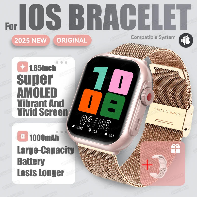 2025 Fashion Women Watch Ultra2 SE Smart Watches 1000mAh 1.85"AMOLED Full Touch Screen BT Call Smartwatch For Android IOS Ladies