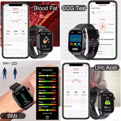 2026 New ECG+PPG Accurate Measure Heart Rate Smart Watch Men Blood Pressure Lipids Uric Acid Bluetooth Call Health Smartwatches