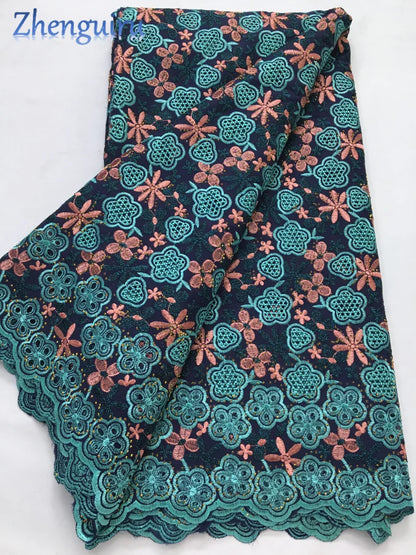 African Lace Fabric 2025 Swiss Voile Cotton Lace Elegant Nigerian Embroidered Cotton Lace Fabric 5 Yards for Women Sew A4016
