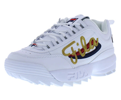 Fila Disruptor II Signature Womens Shoes Size 8, Color: White/Fila Navy/Fila Red