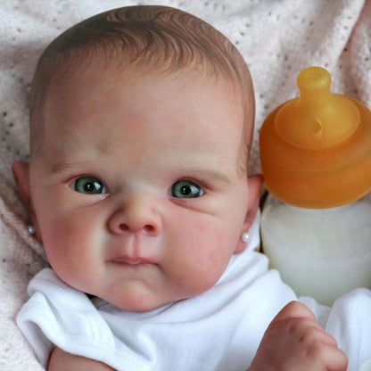 Risbecko 18"/45cm Realistic Reborn Girl Baby Doll Full Body Vinyl Silicone 3D Hand Painted Newborn Gift Birthday Gift Christmas